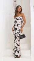 Vestido de Tubo Delgado con Estampado de Blanco y Negro Vestido de Fiesta Sexy sin Mangas para Mujeres - details 2