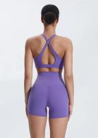 SHINBENE-Sujetador deportivo de cuello alto para entrenamiento, sostén con relleno cruzado en la espalda, ideal para Yoga - details 12