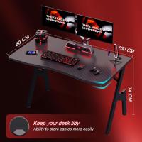 120 x 60 cm Escritorio Gaming Ergonómica Gamer Fibra Carbono para Ornador Portavasos y Gancho para Auriculares - details 9