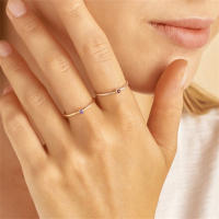 EManco-Anillo de piedra natal de acero inoxidable 316 Color dorado estilo Simple de moda para mujer regalo de fiesta y Festival - details 6
