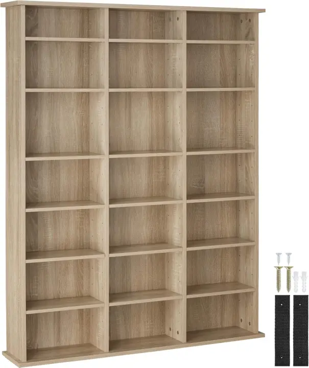 Estantería de Pared de Madera Laminada 21 Compartimentos, Ajustable en Altura y Extraíble, Elegante Mueble de Almacenamiento Resistente a la Superficie Blanco Mate - 1
