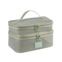 Bolsa de maquillaje de mano de malla portátil informal, bolsa de aseo de almacenamiento con cremallera ligera, estuches de cosméticos cuadrados de gran capacidad para exteriores - details 8