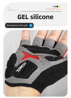 Guantes cortos antideslizantes para bicicleta, manoplas de Gel sin dedos con tira reflectante, deportes de verano, ciclismo - details 6