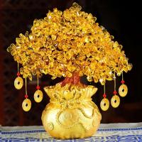 Bolsa de riqueza de cristal Natural de escritorio dorado, árbol de dinero tembloroso, adorno de regalo artesanal, Navidad, 1 ud. - details 3