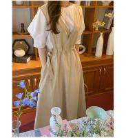 Vestido Largo de Cintura Alta y Adelgazante Moda de Primavera para Mujeres Cuello en V - details 6