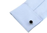 Nueva camisa para hombre de alta calidad, gemelos esmaltados de diseñador, material de cobre al por menor, gemelos de diseño circular negro - details 3