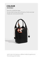 Bolso tejido de moda, bolso cubo de gran capacidad, bolso mensajero casual versátil para viajeros. - details 10