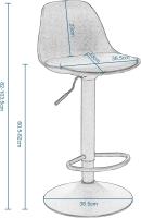 2X Taburete de Bar Giratorio, Taburete Alto con Altura Ajustable Entre 60,5 y 82 cm, Taburete de Cocina, Estructura Metal - details 4