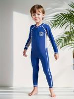 Traje de baño de una pieza para niños, con mangas largas para deportes acuáticos, protección solar y traje de neopreno - details 2