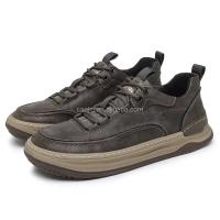 Nuevos zapatos deportivos de hombre con costuras hechas a mano clásicas con cordones de vestir de cuero genuino duraderos informales a la moda, calidad - details 7
