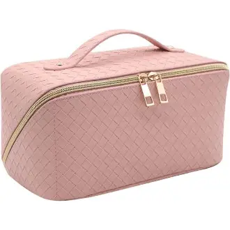 Bolsa de Viaje para Cosméticos de Gran Capacidad Bolsa de Maquillaje Rosa Portátil con Asa - 1