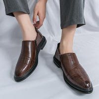 Zapatos formales con cremallera lateral de empalme clásico para hombre, zapatos de cuero informales británicos de tacón bajo de PU - details 10
