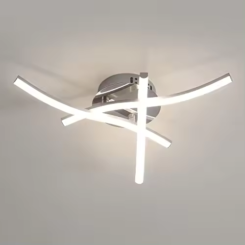 Plafón LED onda tres puntas 18W -GOECO-Tira aluminio plata 36cm  - 1