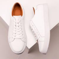 Zapatos blancos de hombre retro zapatos de placa base suave de cuero versátil - details 6