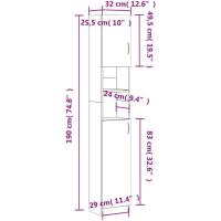 Armario de Baño de Madera Ingeniería Lavadora, Estante, Ducha, Inodoro 32x25,5x190 cm - details 28