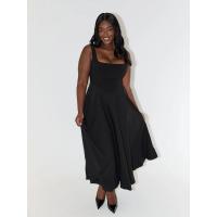 Primavera y verano nuevo vestido halter sin mangas con cuello cuadrado de color sólido - details 18