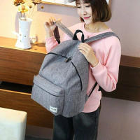 Mochila de lona de Color sólido para hombre, resistente al desgaste, Simple, a la moda, para estudiantes - details 2
