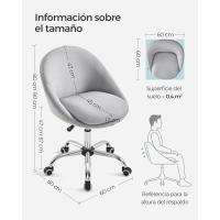 Giratoria Algodón y Lino, Escritorio, Acolchada Espuma, Altura Ajustable, Estudio, Dormitorio, Gris Paloma - details 4
