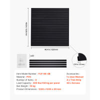Panel de pared de listones de PVC SucceBuy de 4x4 pies, diseño modular negro. Panel de listones ajustable y fácil de instalar con estructura de acoplamiento y opciones de corte DIY. - details 4