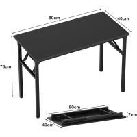 Mesa de Escritorio Plegable para computadora 80 x 40 x 75 cm Escritorio para computadora Escritorio de Oficina Mesa de Escritura, Mesa de Conferencia,Teca & Negro, AC5CB-8040-SH - details 1