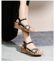 Nuevas sandalias de moda con diamantes de imitación, versión coreana, plataforma y tacón de cuña para mujer - details 35