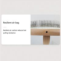 Peines para el pelo con mango de madera para perros, herramienta para desmatting de mascotas con agarre cómodo y ahorro de trabajo, almohadilla acolchada para quitar el desprendimiento - details 13