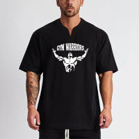 Camiseta de Verano Deportiva de Algodón para Hombres Cuello en V, Talla Grande, Moda Casual, Tendencia Fitness - details 5