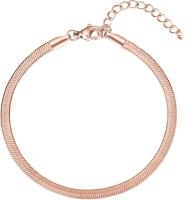 Pulsera para niña, cadena de hueso de serpiente, pulsera de acero inoxidable para niña chapada en oro de 18k y hoja ancha de plata de oro rosa para - details 2