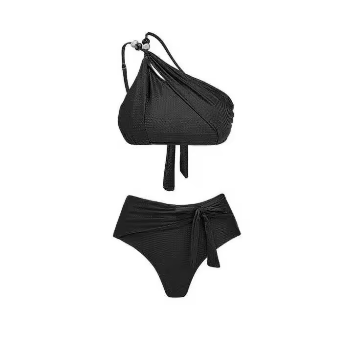 Vacaciones en la playa de verano, dividido con falda, conjunto de bikini estilo push up para mujer, traje de baño sexy de un hombro, traje de baño para mujer - 1