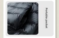 Chaqueta holgada de plumas de ganso blanco, chaqueta ligera con capucha, cuello alto para hombre, corte ajustado con capucha juvenil - details 29