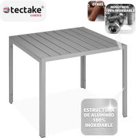 Mesa de Jardín Exterior de Aluminio 90x90x74,5cm Diseño de Patas Ajustables y Topes - details 11