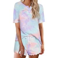 Conjunto de pijama Tie Dye para mujer, ropa de dormir para estar por casa, 2 piezas - details 0