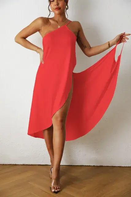 Vestido Midi de una pieza para mujer, ropa de calle Y2k, color blanco y negro, sin mangas, 2024 - 1
