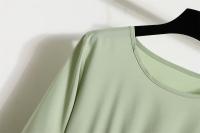 Vestido largo ajustado a la cintura con jersey de manga larga de color liso para mujer - details 29