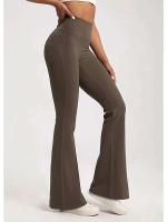 Leggings de yoga para acampar de cintura alta para mujer, pantalones deportivos de pierna ancha informales transpirables de alta gama para gimnasio - details 8