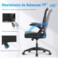 Silla de Escritorio Ergonómica con Reposacabezas Ajustable y Soporte Lumbar, Respaldo de Malla Transpirable, Reposabrazos Abatibles de 90 ° , Silla Giratoria de 360 ° - details 59