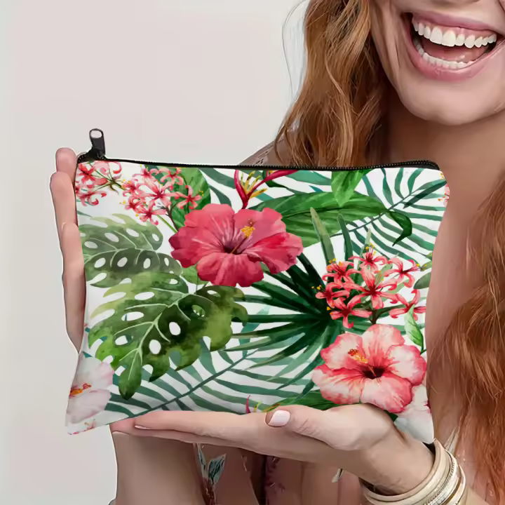 Bolso de Maquillaje Portátil de Viaje Estampado Tropical Material de Poliéster - 1