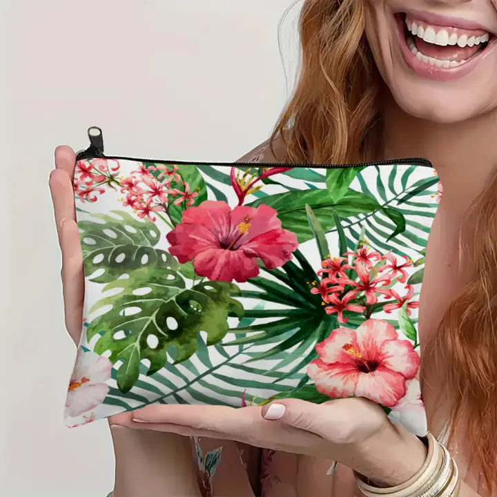 Bolso de Maquillaje Portátil de Viaje Estampado Tropical Material de Poliéster - 1