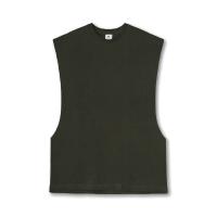 Camiseta sin mangas para correr de Color sólido para hombre, cuello redondo, absorbente de humedad, chaleco cortado de secado rápido, camisa deportiva de verano - details 9