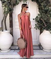 Elegante Vestido de Noche de Satén con Halter Neck Holgado Moda de Verano A-e - details 5