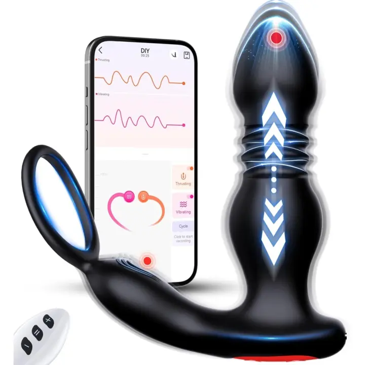Vibrador Anal Juguetes Sexuales, Plug Anal Estimulador Prostata con Anillo Vibrador Juguetes Eróticos Para Pareja Sexuales, Consoladores.. Para Hombre con 7 Modos de Empuje Vibración Vibradores Hombre - 1