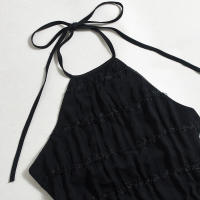 51618 Vestido largo de mujer sin espalda de tela plisada con personalidad nueva y transpirable con lazo de hoja de loto - details 37