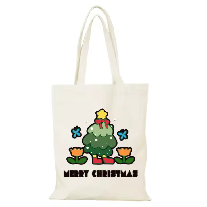 Bolso de compras de dibujos animados para mujer, regalos de Navidad, bolso de mano para mujer, bolsos de moda, bolsas de tela, bolso de compras ecológico, bolso de lona para playa para mujer - 1