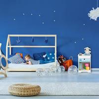 Mesita Infantil Marinero, Cajón, Compartimento, Mesilla Noche Dormitorio Niño, 41x32x31cm, Blanco y Azul, Tablero de Fibras, 41 x 32 x 31 cm Aprox - details 3