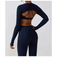 Chaqueta de yoga de manga larga para mujer, entrenamiento, correr, cubierta, gimnasio, top - details 13