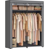 Armario de Tela Portátil Barras para Colgar, Perchero, Plegable, Guardarropa para Dormitorio, Estudio 140 x 43 x 174 cm, Gris RYG02GY - details 0