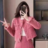 Otoño/Invierno nuevo conjunto elegante de dos piezas: chaqueta y falda de lana elegantes y gruesas, traje de dama sofisticado gran oferta - details 11