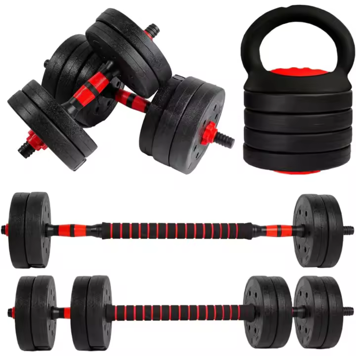 Ajustables【Discos de Cemento |   10-40 kg】con Barra Recta de Conexión |   Pesas Ergonómicas para Hombres y Mujeres, Gimnasio en Casa, Fitness (Transformador Rojo/Naranja) - 1