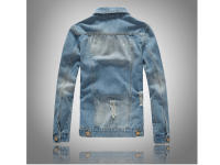 Chaqueta de Denim para Hombres Primavera-Otoño Moda Callejera de Algodón Estilo Biker Retro - details 2