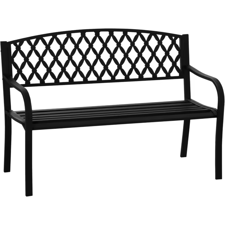 Banco de Jardín de 2 Plazas Resalto Decorativo y Soporte de Brazo para Balcón Patio Exterior - 1